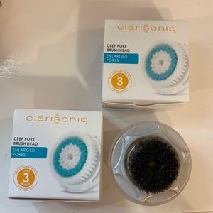 New Clarisonic Deep Pore Brush Head x2 and foundation brush head